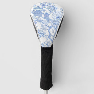 Blue Chinoiserie Toile Dragon Cherry Blossom Golf Head Cover
