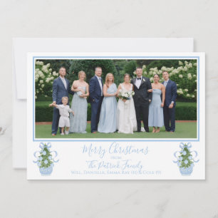 Blue Chinoiserie Tree Christmas Photo Card