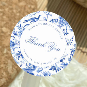 Blue Chinoiserie Vintage Bridal Shower Thank You Classic Round Sticker
