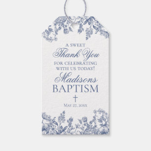 Blue Chinoiserie Vintage Floral Baptism Favours Gift Tags