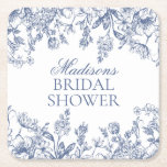 Blue Chinoiserie Vintage Floral Bridal Shower Square Paper Coaster<br><div class="desc">Love is in bloom! This Blue Chinoiserie Party Decor Collection, features delicate toile floral patterns for timeless elegance. Each piece in this collection showcases intricate designs in shades of blue, evoking a sense of sophistication and elegance. ★ Let me help you plan your next party! ★ If you need coordinating...</div>