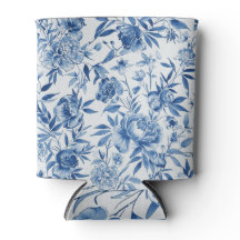 Blue Chinoiserie Watercolor Floral Botanical