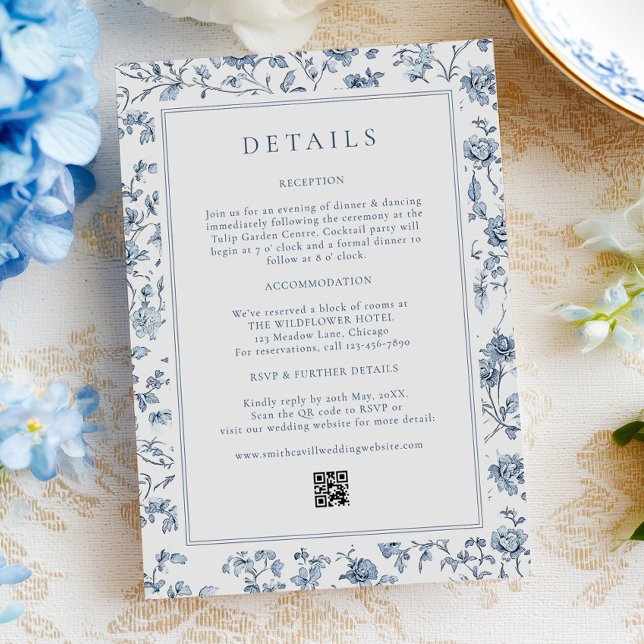 Blue Chinoiserie Wedding Details Enclosure Card (Creator Uploaded)