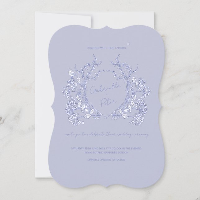 Blue Chinoiserie Wedding Invitation (Front)