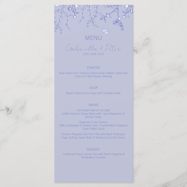 Blue Chinoiserie Wedding Menu (Front)