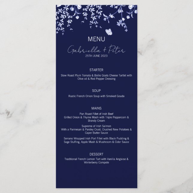 Blue Chinoiserie Wedding Menu (Front)