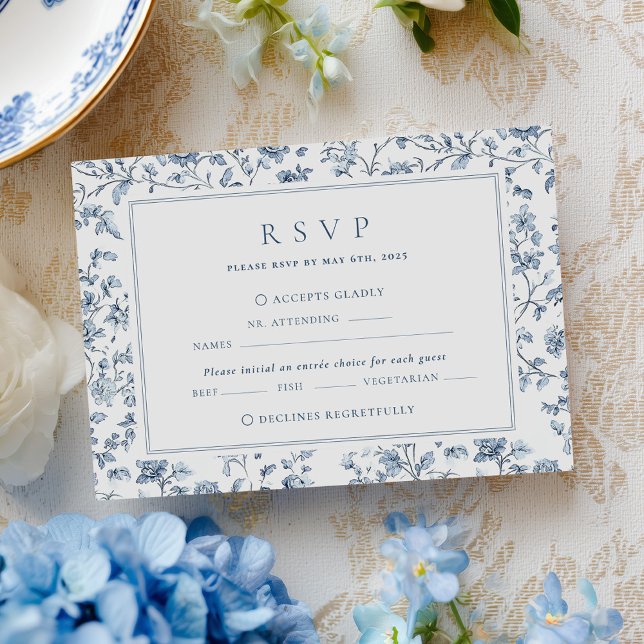 Blue Chinoiserie Wedding RSVP Card (Creator Uploaded)