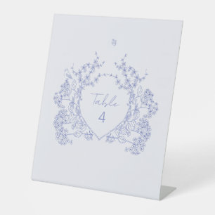 Blue Chinoiserie Wedding Table Number Pedestal Sig Pedestal Sign