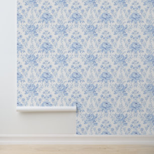 Blue Chinoises Coastal Grandmother Floral Wallpaper
