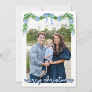 Blue Chinoserie Ornament Blue Banner Card