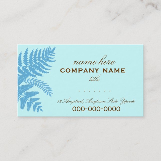 Blue & Chocolate Brown Fern Leaves Profile Card (Front)