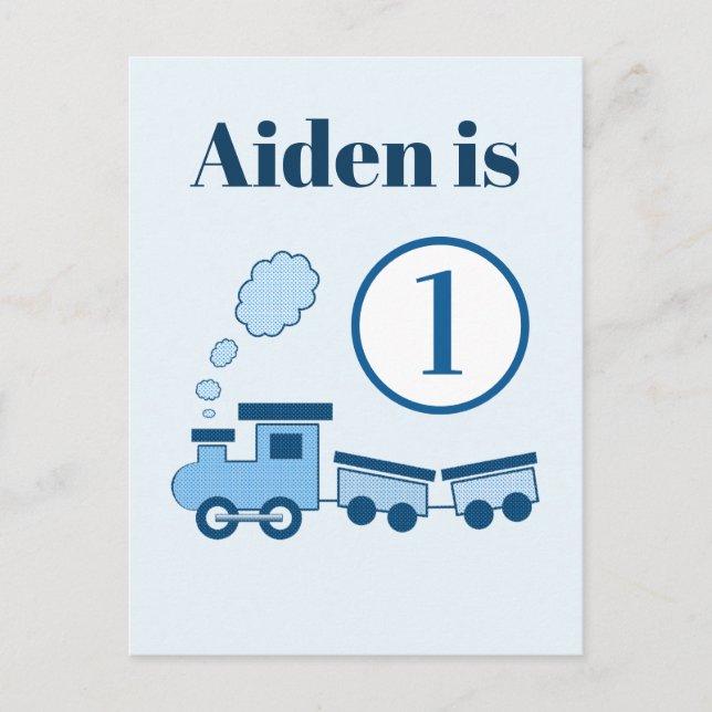 Blue Choo Choo Train Postcard (Front)