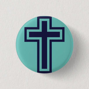 Blue Christian cross different variants 3 Cm Round Badge