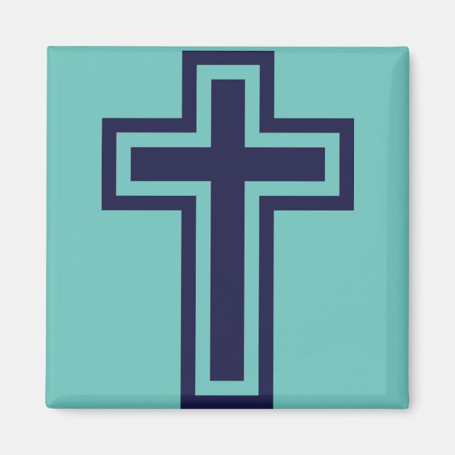 Blue Christian cross different variants Magnet (Front)