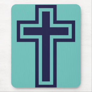Blue Christian cross different variants Mouse Pad