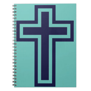 Blue Christian cross different variants Notebook