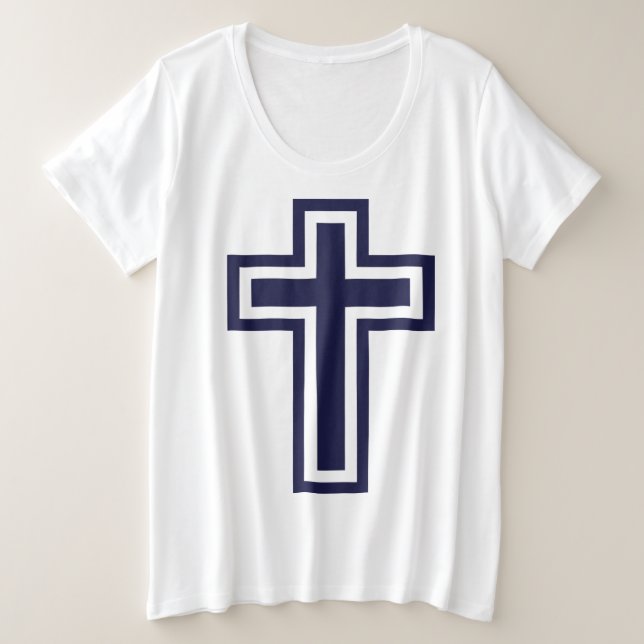 Blue Christian cross different variants Plus Size T-Shirt (Design Front)