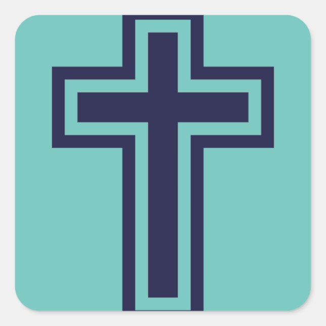 Blue Christian cross different variants Square Sticker (Front)
