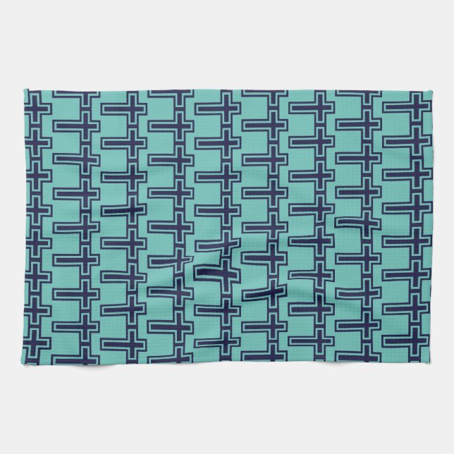 Blue Christian cross different variants Tea Towel (Horizontal)