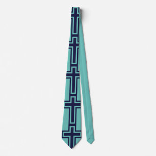 Blue Christian cross different variants Tie