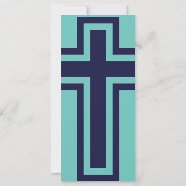 Blue Christian Cross Minimalist Faith Art (Front)