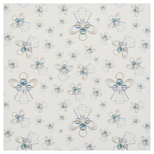 Blue Christmas Angel of Faith Seamless Pattern Fabric (Swatch)