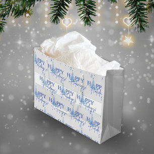 Blue Christmas Artsy Christmas Tree Gift Bag