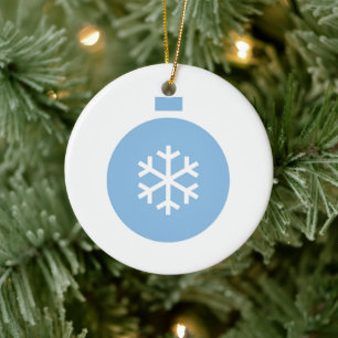 Blue Christmas Ball Ceramic Ornament