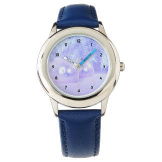 Blue Christmas Balls on Snow Blue Hue Watch