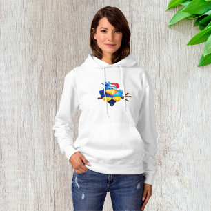 Blue Christmas Bird with Santa Hat Hoodie
