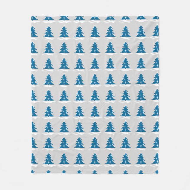 Blue Christmas Blanket Snow Covered Trees Blanket (Front)