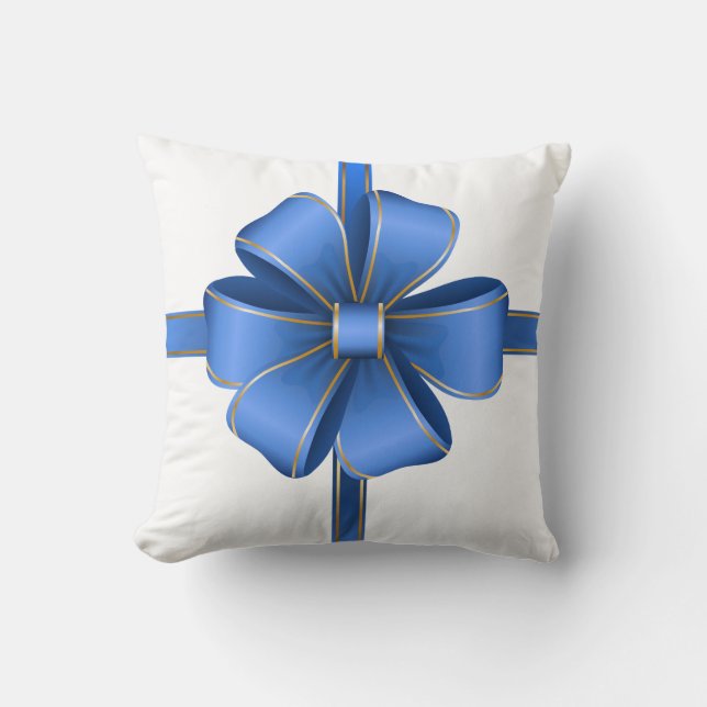 Blue Christmas Bow Cushion (Front)