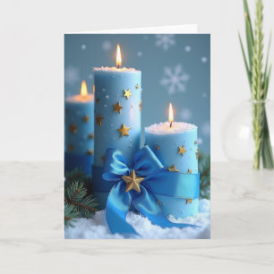 Blue Christmas Candles Card