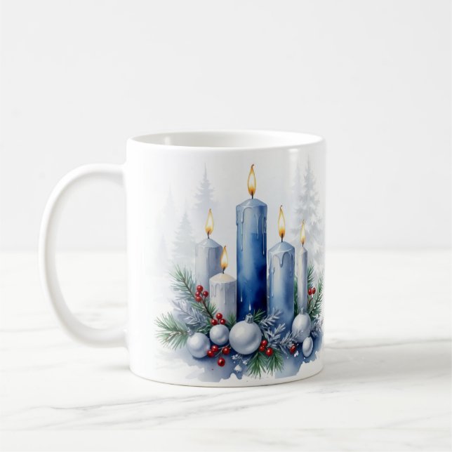 Blue Christmas - Candles Coffee Mug (Left)