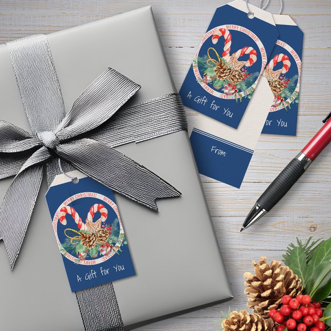 Blue Christmas Candy Cane Gift Tags (Creator Uploaded)