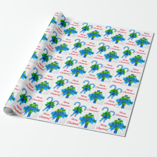 Blue Christmas Candy Cane & Gift Wrapping Paper
