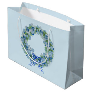Blue Christmas Chinoiserie Wreath Large Gift Bag