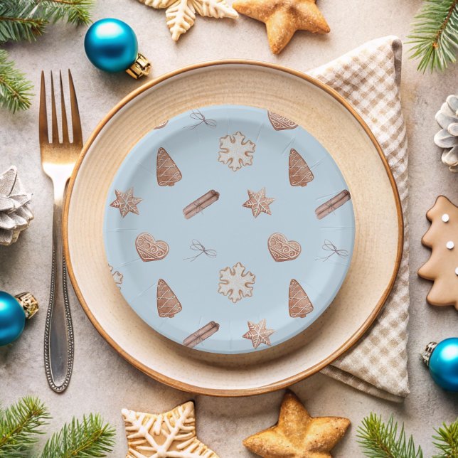 Blue Christmas Cookie Exchange  Paper Plate (Blue Christmas Cookie Paper Plate)