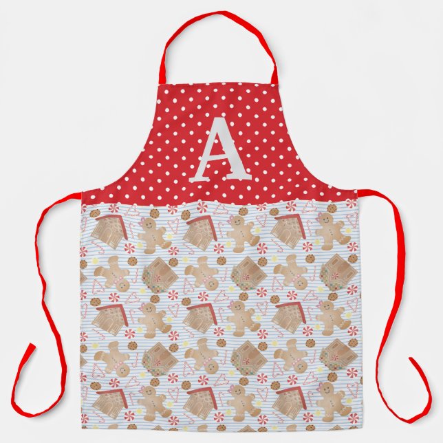 Blue Christmas Cookies Apron, Large Apron (Front)
