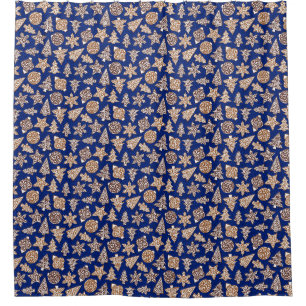 Blue Christmas Cookies Shower Curtain