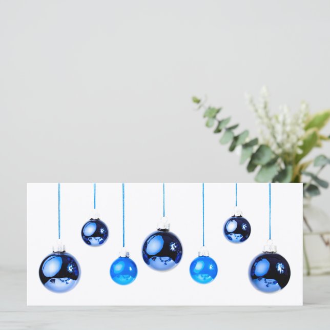 Blue Christmas Decoration balls photo with text (Standing Front)