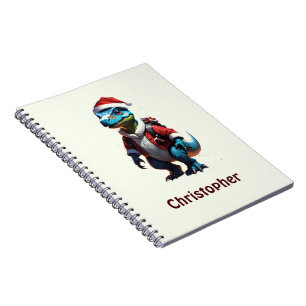 Blue Christmas dinosaur Notebook