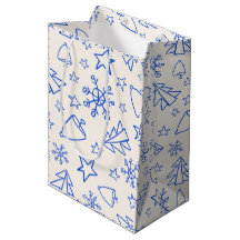 Blue Christmas Doodle Gift Bag