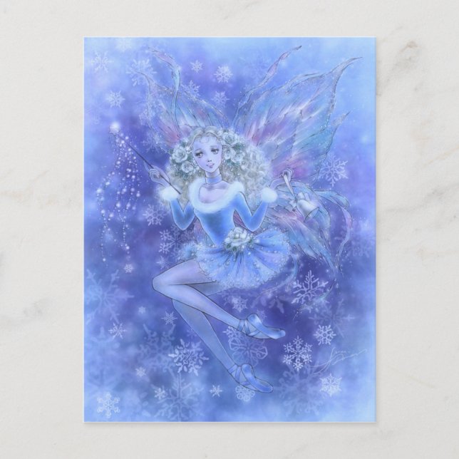 Blue Christmas Fairy Postcard (Front)
