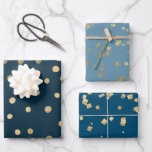 Blue Christmas Faux Gold Foil Holiday Wrapping Paper Sheet<br><div class="desc">Wrap your gifts with this simple faux gold foil christmas wrapping paper! The background can be changed to any colour to suit your colour scheme this holiday season.</div>