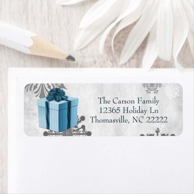 Blue Christmas Gift Address Label (Insitu)