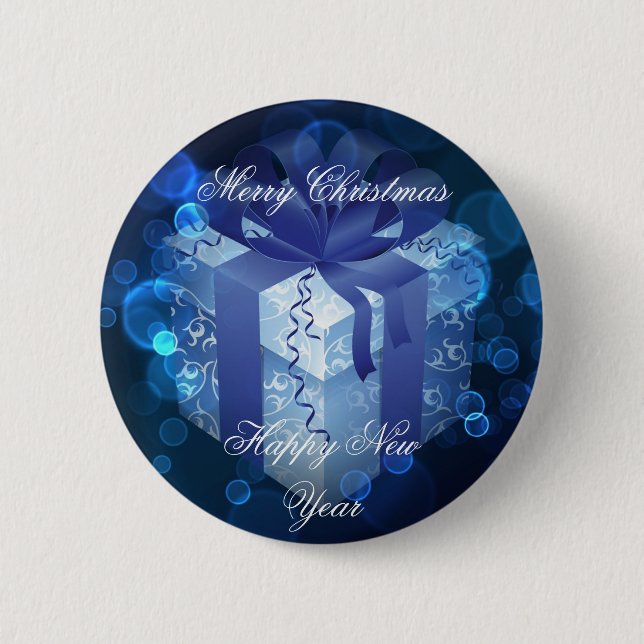 Blue Christmas Gift Button (Front)