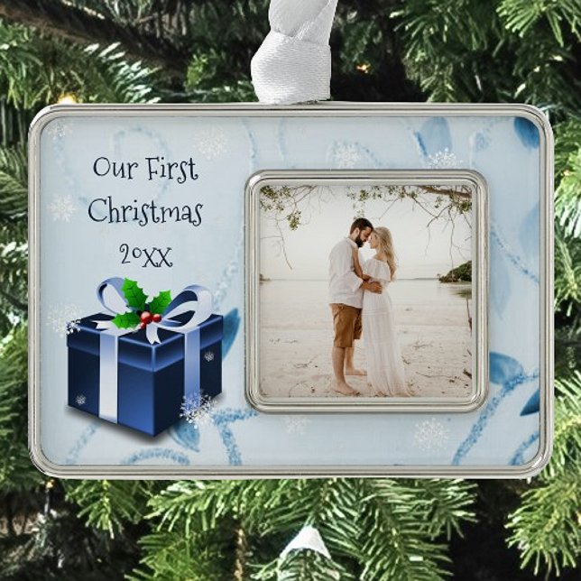 Blue Christmas Gift Framed Ornament (Blue Christmas Gift Framed Ornament)