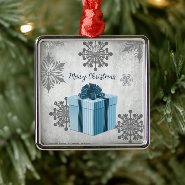 Blue Christmas Gift Holiday Ornament (Tree)