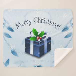 Blue Christmas Gift Sherpa Blanket